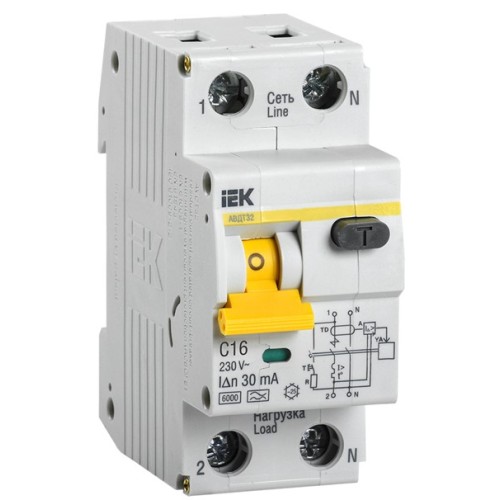 Авт. выключатель дифф. тока АВДТ32 С16А/30мА ИЭК