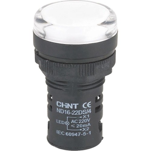 ND16-22D/2 Индикатор белый АС/DC 2308 резистивный IP65 (CHINT)