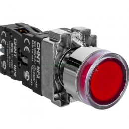 NP2-BW3465 Кнопка красн. с подсветкой, 2308, 1но+1нз осн. мет. (CHINT)