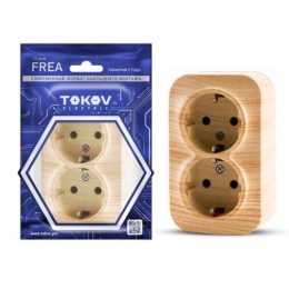Frea  Розетка 2-м о/у с з/к цвет сосна 16А
