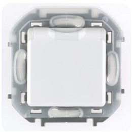Legrand INSPIRIA Белый Розетка с з/к с крышкой и шторками (механизм) IP44, 16А (673740)