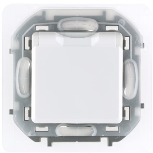 Legrand INSPIRIA Белый Розетка с з/к с крышкой и шторками (механизм) IP44, 16А (673740)