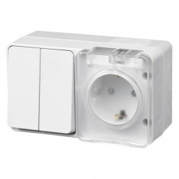 SE AtlasDesign Profi54 Бел. Блок о/у Розетка с з/к со шт.16А + Выкл. 2-кл. 10А, IP54 (ATN540174)