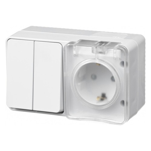 SE AtlasDesign Profi54 Бел. Блок о/у Розетка с з/к со шт.16А + Выкл. 2-кл. 10А, IP54 (ATN540174)