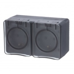 SE AtlasDesign Profi54 Антрацит Розетка 2-я о/у с з/к со шт.16А IP54 (ATN544026)
