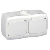 Розетка откр.уст. РА16-227 ЕВРО IP44 2-х местная
