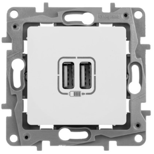 Legrand Etika Бел. Розетка USB 2-ая 240В/5В 2400мА (механизм) (672294)