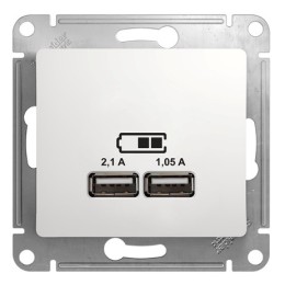 SE Glossa Бел. USB-розетка 2х5В/1050мА (GSL000133)