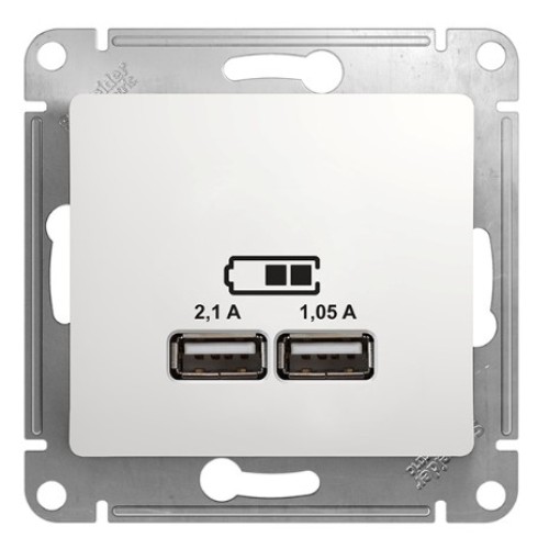 SE Glossa Бел. USB-розетка 2х5В/1050мА (GSL000133)