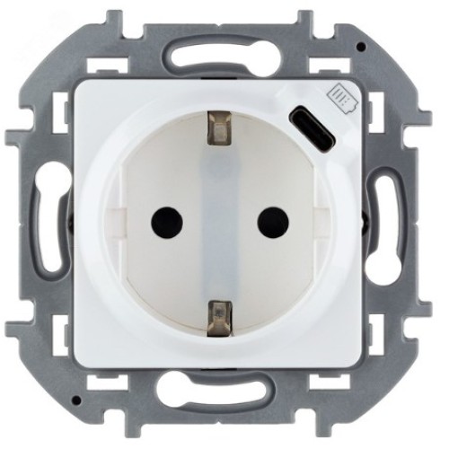 Legrand INSPIRIA Белый Розетка с з/к со встроенным з/у USB C 1.5А 5В (механизм) 16А (673770)