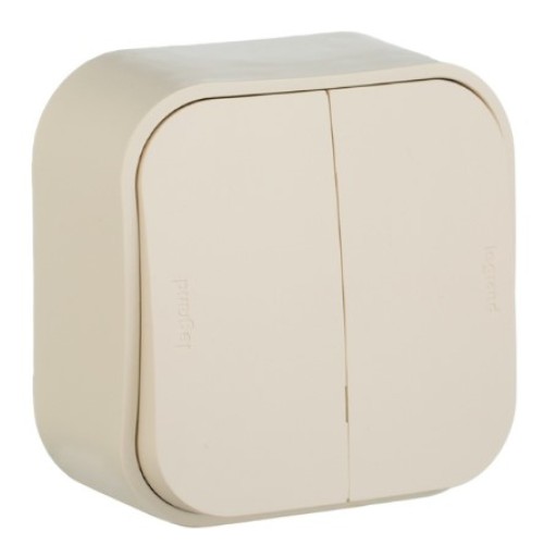 Legrand Quteo Беж. Выключатель 2-клавишный 10А 782232
