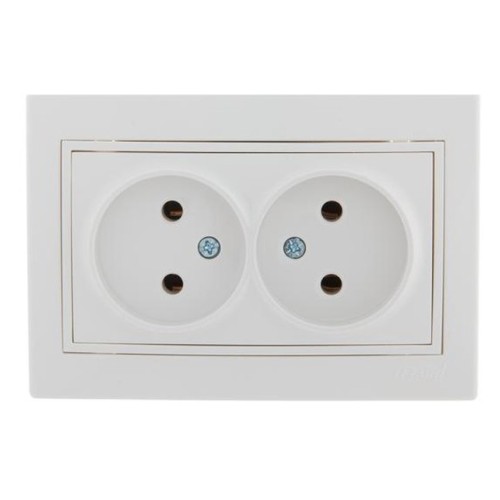 MIRA Розетка 2-я б/з керамика белая