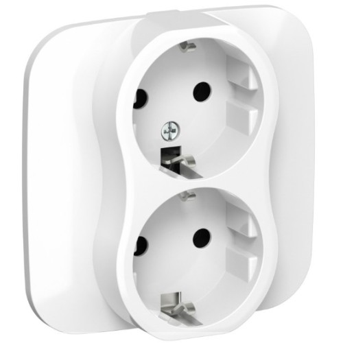 FLITE Розетка 2-м. с з/к РС12-1-А-ФлБ безвинтовое крепление 16А в сборе  белый