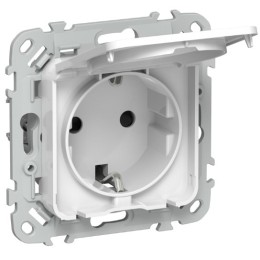 FLITE Розетка с з/к с з/шт и крышкой безвинтовое крепление  РСшкр11-1-44-ФлБ 16А IP44 белый