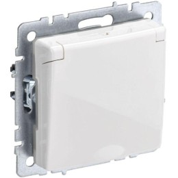 BRITE Розетка с з/к со шторками и крышкой 16А IP44 белая  РСбш10-3-44-БрБ
