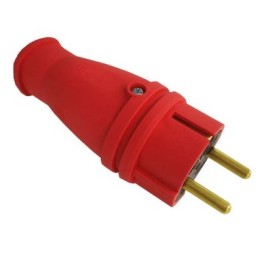 LE PLUG1 Вилка прямая каучук с/з 16А IP44 красная, LEEK