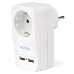 Адаптер SMARTBUY 1гн. с/з 16А, 2USB 2,1А (SBE-16-A05-USB)