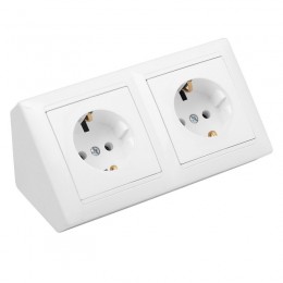 Розетка угловая о/у РА16-752 2-х мест. белый з/к Стиль