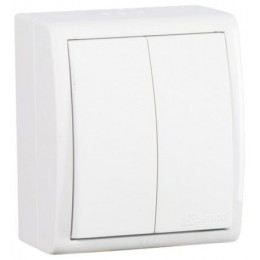 Simon15 Aqua Белый Выключатель 2кл. наружный, IP54